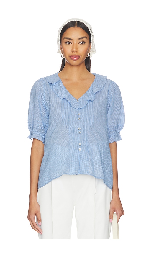  Hatch Blusa De Lactancia The Plaid Lou Lou Nursing Blouse En Color Bebe Azul Talla L  (también En S, Xs). 