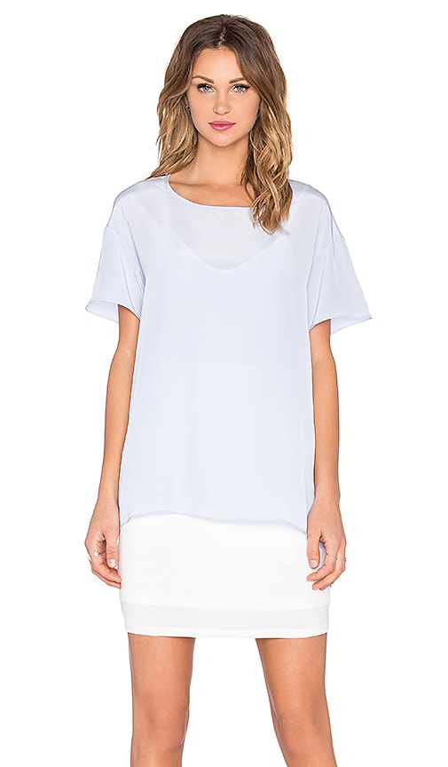 Heather Silk Overlay Tee Dress in Periwinkle & White