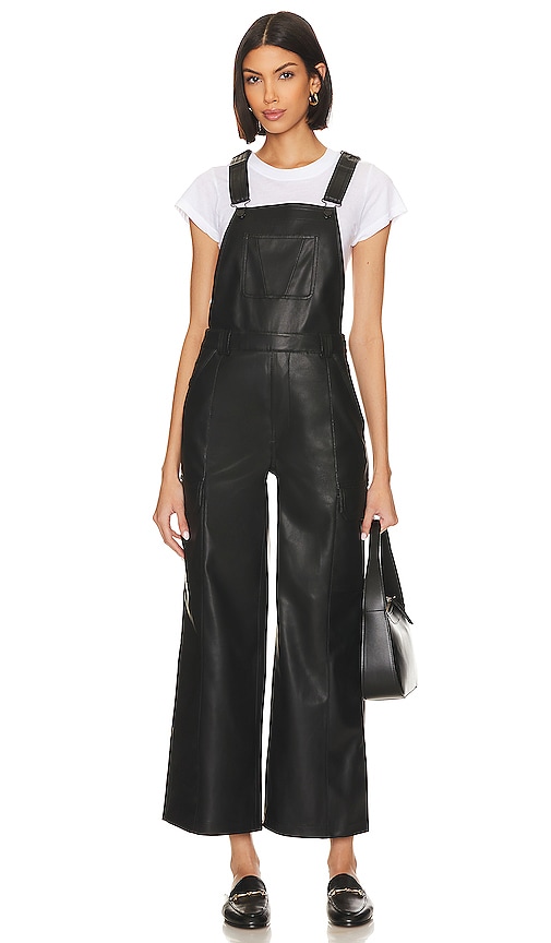 HUDSON UTILITY FAUX LEATHER WIDE LEG OVERALL