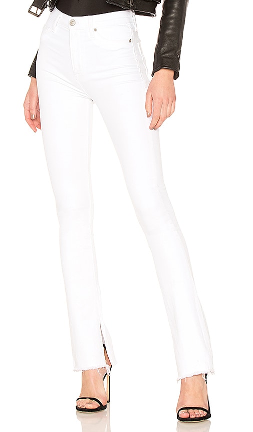 white high rise bootcut jeans