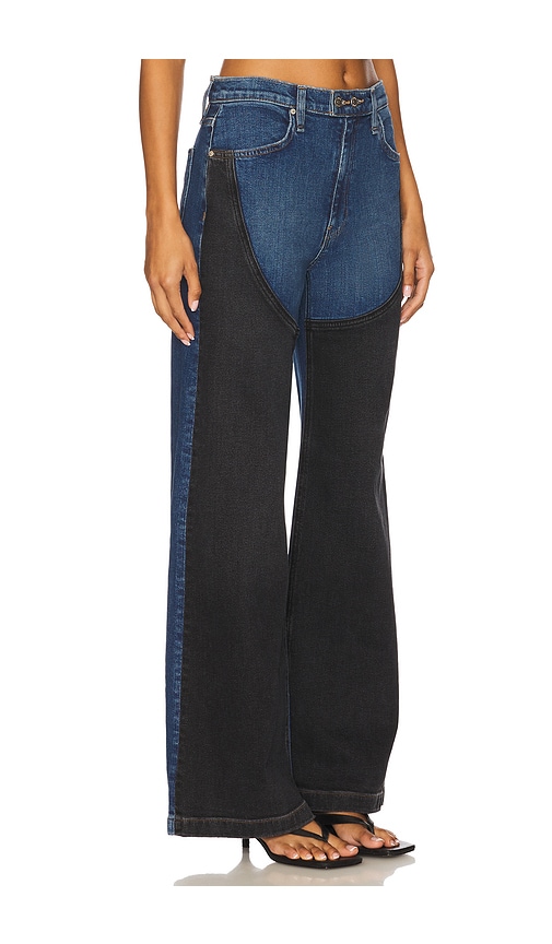 Hudson Jodie High Rise Contrast Panel Wide Leg Jeans In Multi