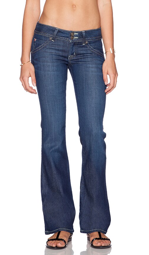 HUDSON Womens Blue Distressed Cropped Boot Cut Jeans