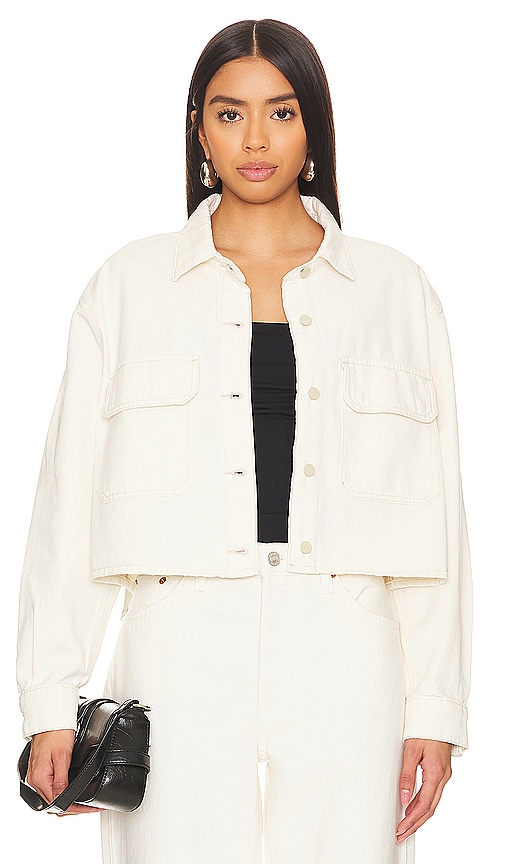 Shop Hudson Cropped Oversized Button Down Shirt In First Egret