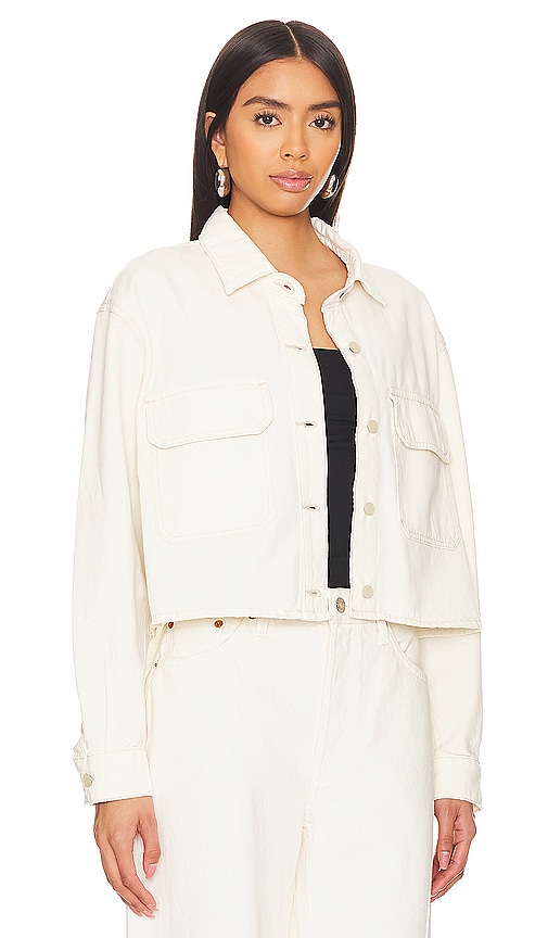 Shop Hudson Cropped Oversized Button Down Shirt In First Egret