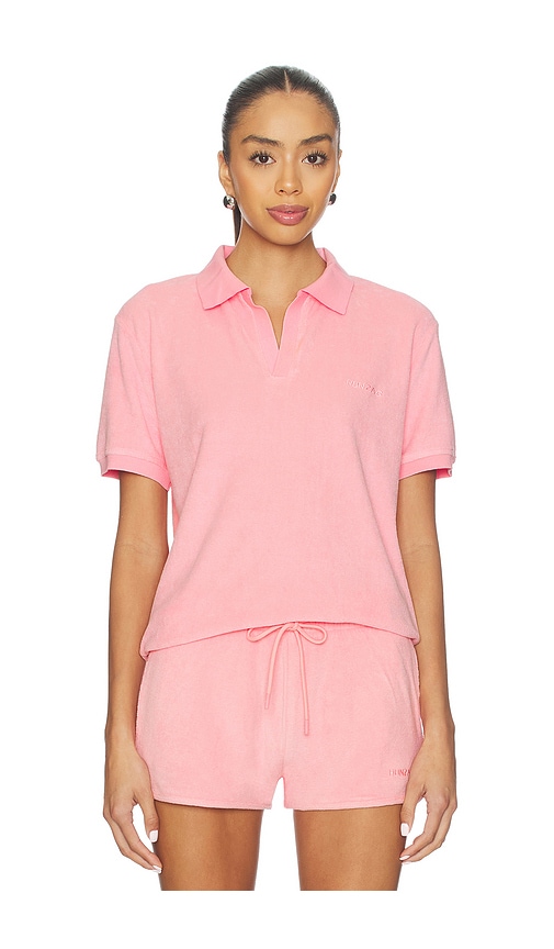 Hunza G Towelling Embroidered Polo In Animal Print