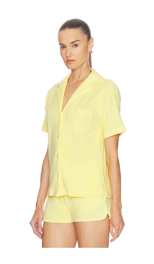 Hunza G Womens Butter Cuban Short-sleeve Terry Toweling Shirt In Yellow