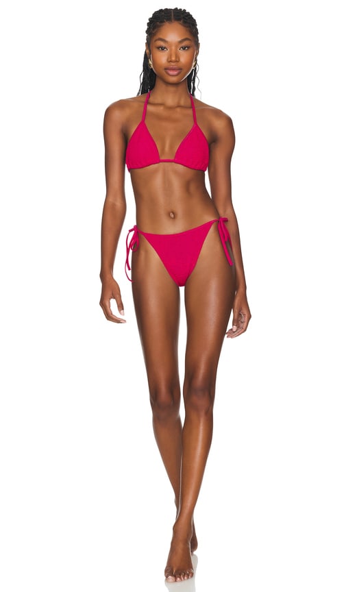 Shop Hunza G Gina Bikini Set In Metallic Raspberry