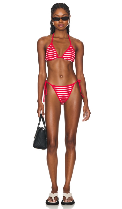 Shop Hunza G Gina Bikini Set In Red & White Stripe