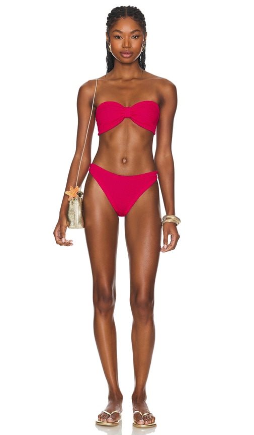 Hunza G Jean Bikini Set in Metallic Raspberry REVOLVE