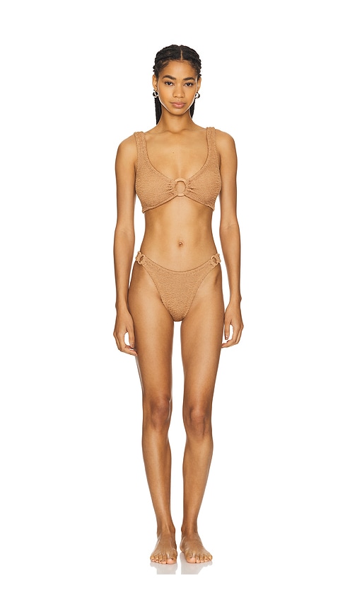 Shop Hunza G Hallie Bikini Set In Metallic Cocoa