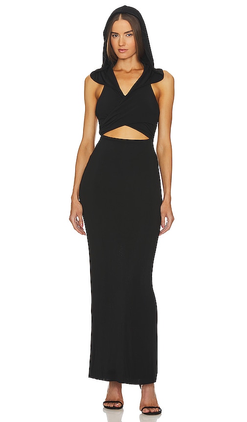 Shop H:ours Odette Hoodie Maxi Dress In Black