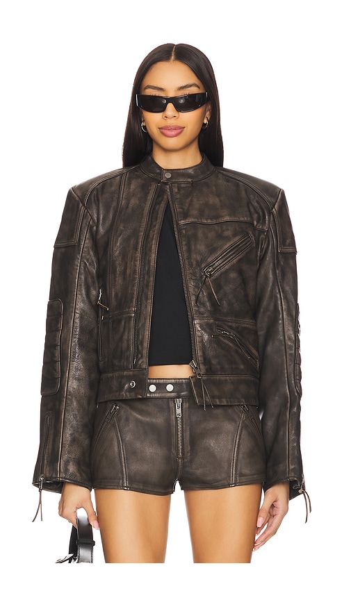 H:OURS LAVINIA LEATHER RACER JACKET 