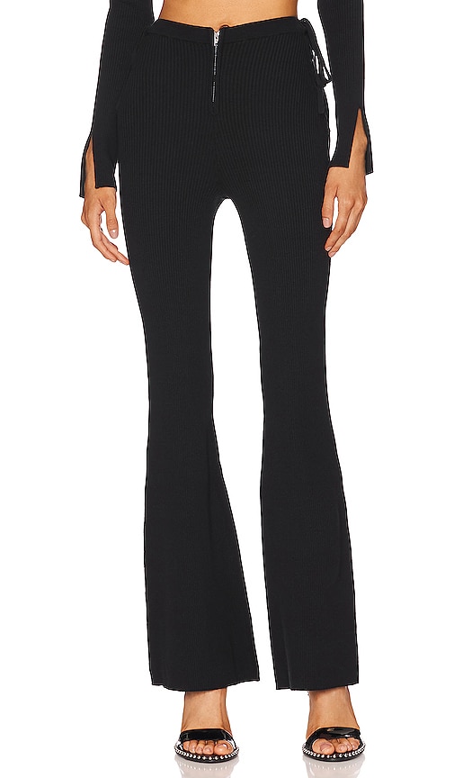 h:ours Lydia Lace Up Knit Pant in Black | REVOLVE