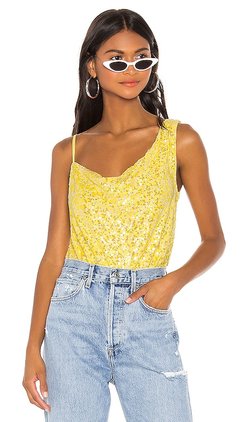 h:ours Louisa Bodysuit in Iridescent Canary | REVOLVE