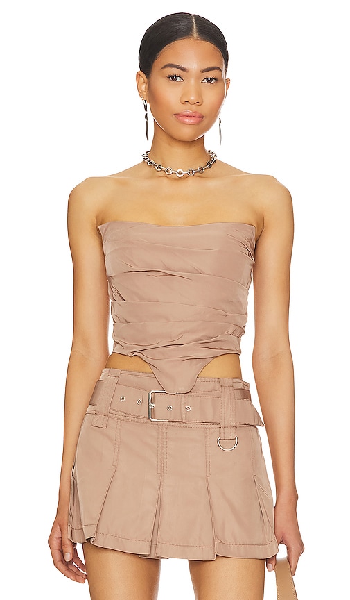 h:ours Ariella Corset Top in Brown