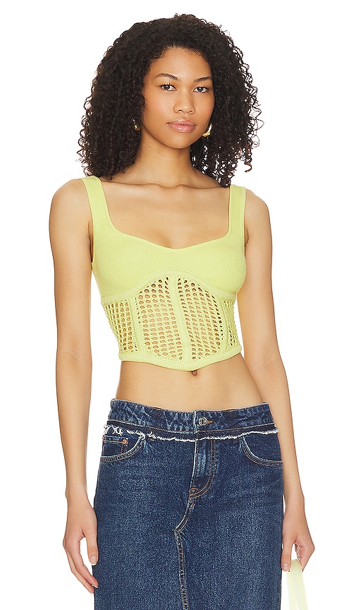 H:ours Seraphina Mesh Corset Top In Green
