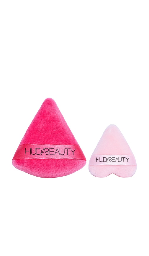Huda Beauty Mini And Medium Powder Puff Set 2 Pack in Pink.
