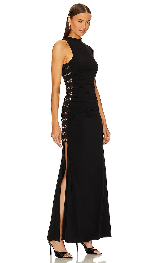 Herve Leger Ruched Jersey Gown In Black