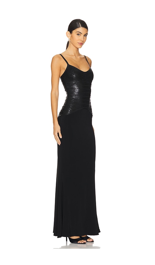 Shop Herve Leger The Violet Gown In Black Foil