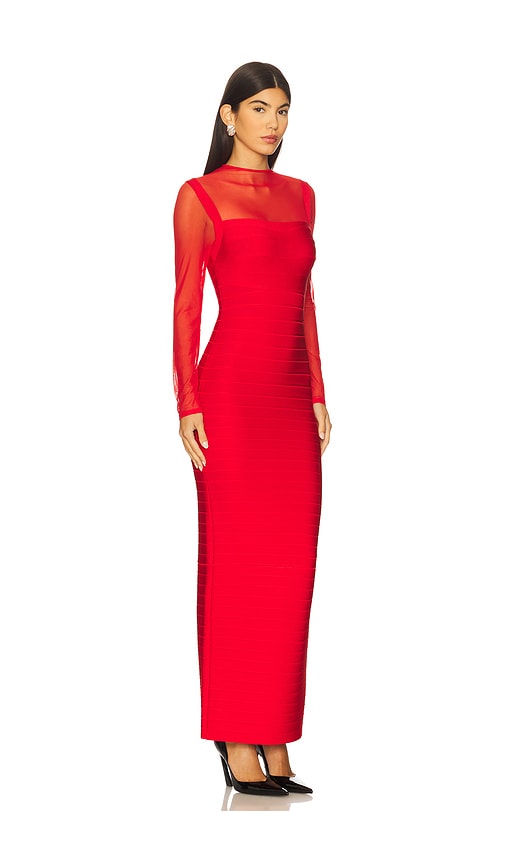 Herve Leger The Ella Mock-neck Column Gown In Multi