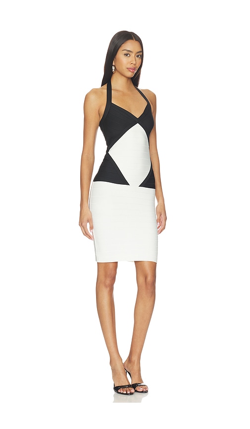 Herve Leger Robe Mi-longue The Opening Night Dress En White,black. Taille L. Also En M, S, Xl, Xs, Xxs. 