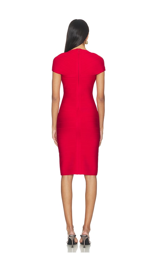  Herve Leger Midi-kleid The Premiere Dress In Red. Größe Xxs. Also In Xl. 