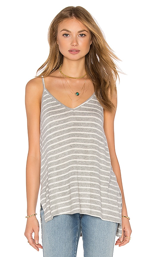 Free People Ribbed V Neck Brami Tank in Heather Grey