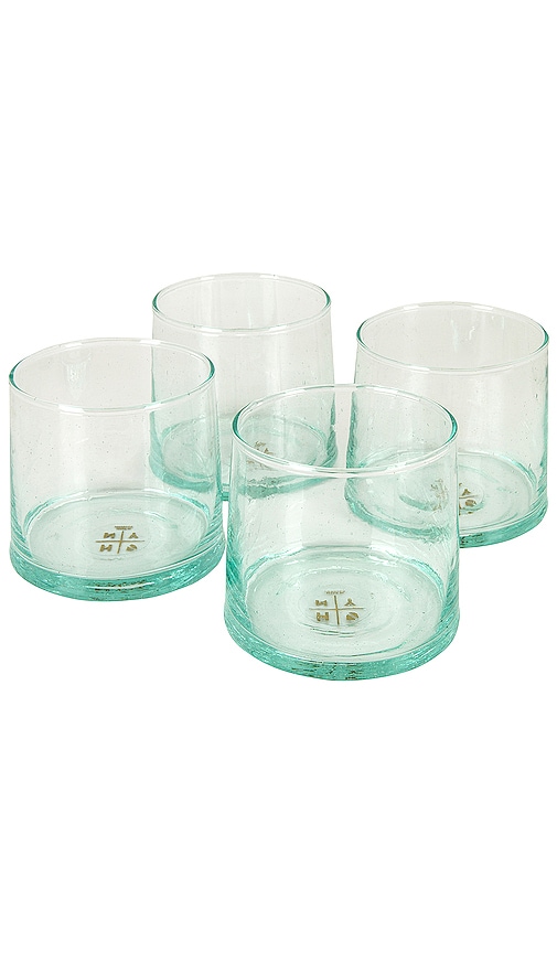 HAWKINS NEW YORK Recycled Glassware Set of 4 Medium Cup in Blue.