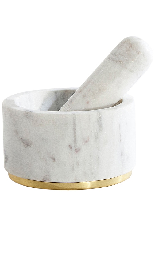 HAWKINS NEW YORK Simple Marble and Brass Mortar and Pestle in White