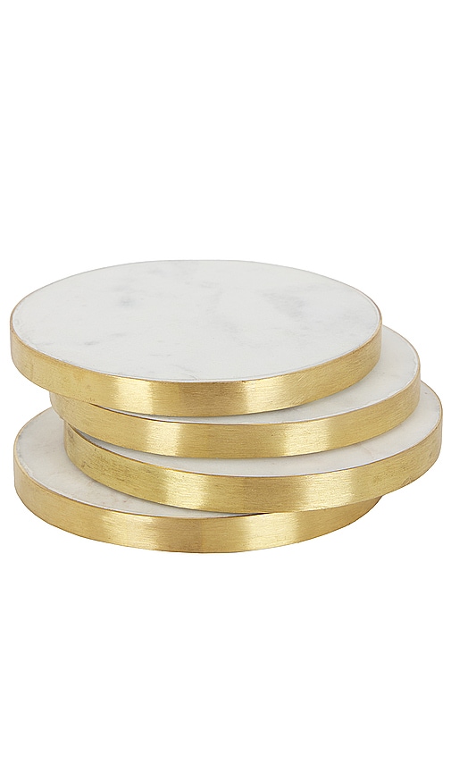 Hawkins New York Simple Marble Set Of 4 Coasters In Gold