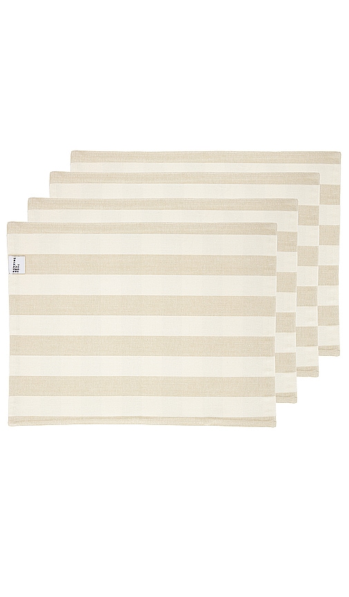 Shop Hawkins New York Essential Striped Set Of 4 Placemats In Ivory & Flax