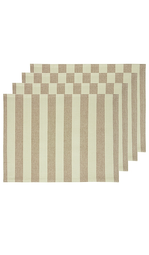 Shop Hawkins New York Essential Striped Set Of 4 Placemats In Olive & Sage