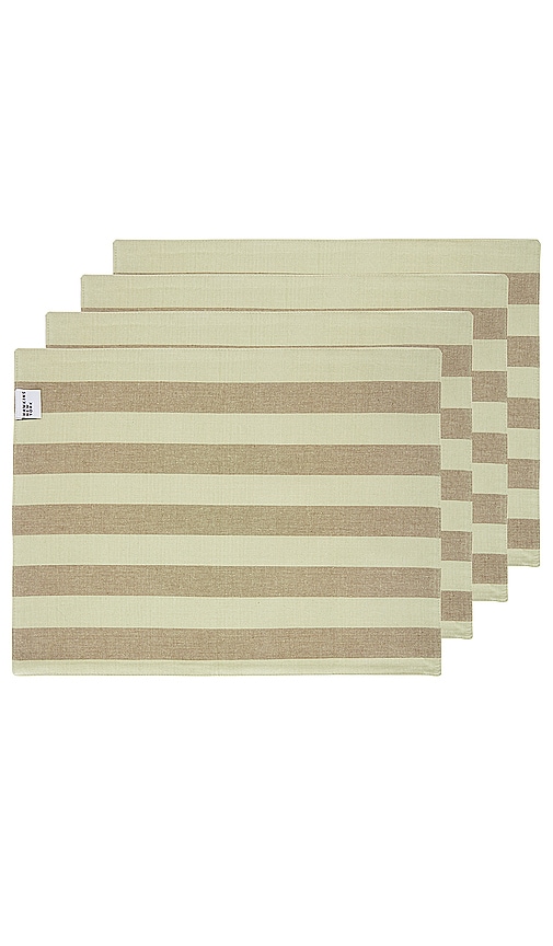 Shop Hawkins New York Essential Striped Set Of 4 Placemats In Olive & Sage