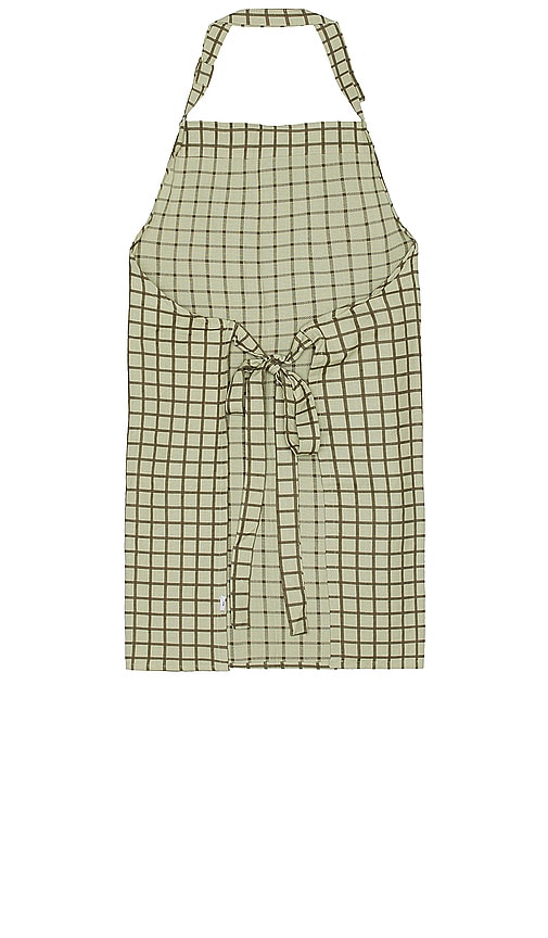 Shop Hawkins New York Essential Check Apron In Olive & Sage