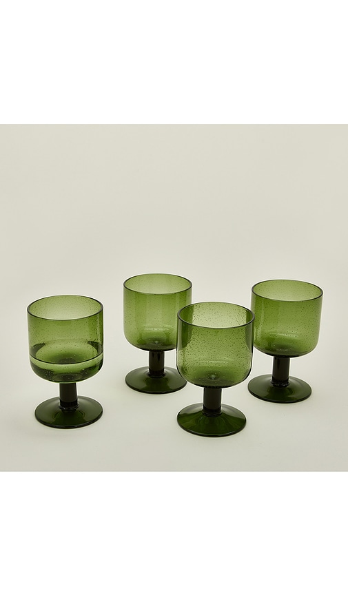  Hawkins New York Glasgeschirr-set Gingham In Olive. 