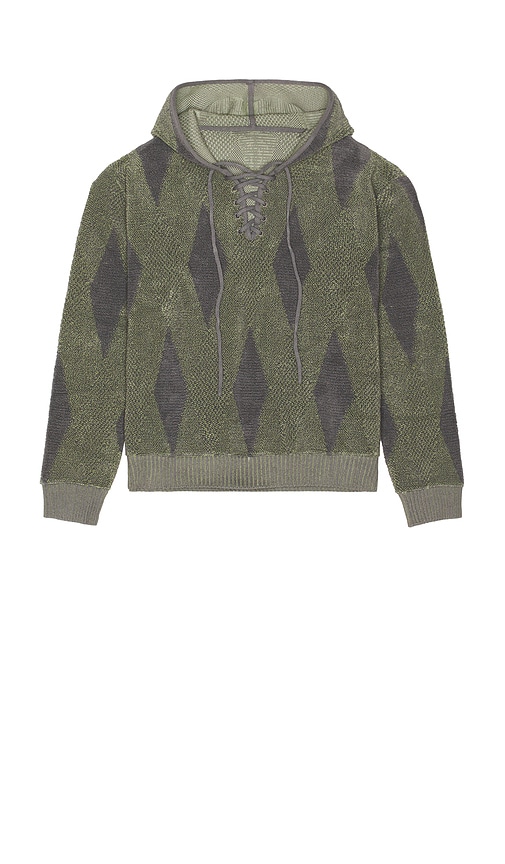 Isa Boulder Small Argyle Towel Hoodie In Green