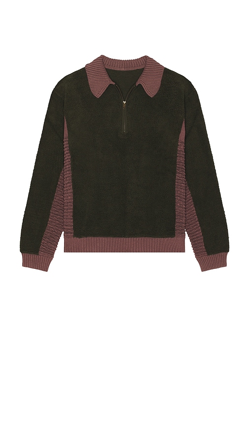 Isa Boulder Relax Zip Up Polo Sweater In Black