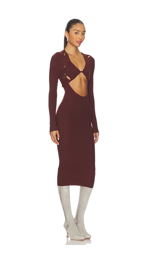 Isa Boulder Argyle Open Dress In Brown