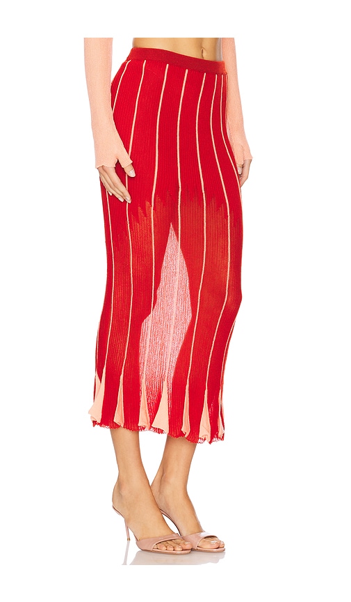 Isa Boulder Pleating Maxi Skirt In Peach Red