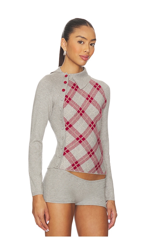 Isa Boulder Tartan Asymmetric Top In Gray