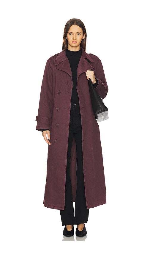 Icon Denim Snow Trench Coat In Red