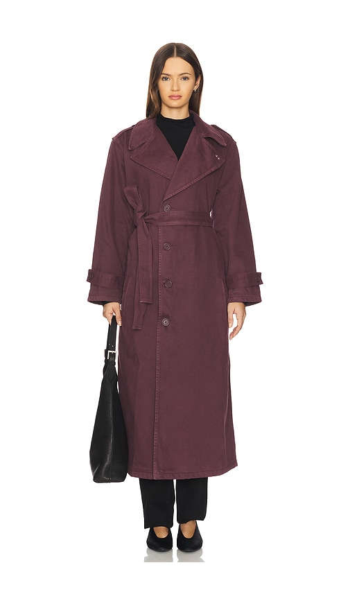 Icon Denim Snow Trench Coat In Red