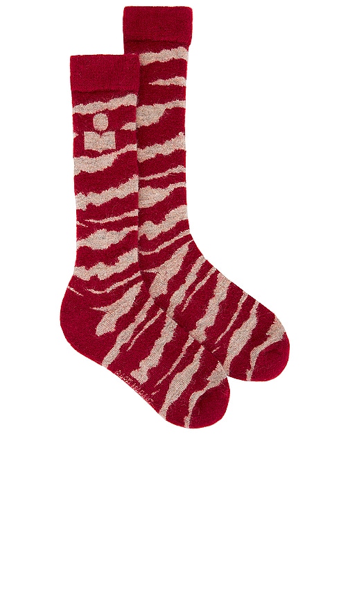 Shop Isabel Marant Shona Socks In Rasberry & Beige