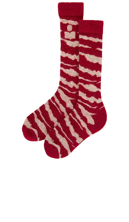 Shop Isabel Marant Shona Socks In Rasberry & Beige