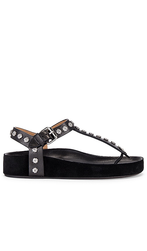 Isabel Marant Enore Sandal in Black & Silver