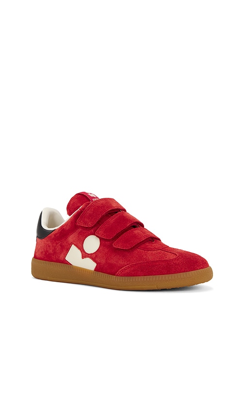 Isabel Marant Suede Sneakers With Rubber Sole And Contrast Heel Tab In Red & Beige