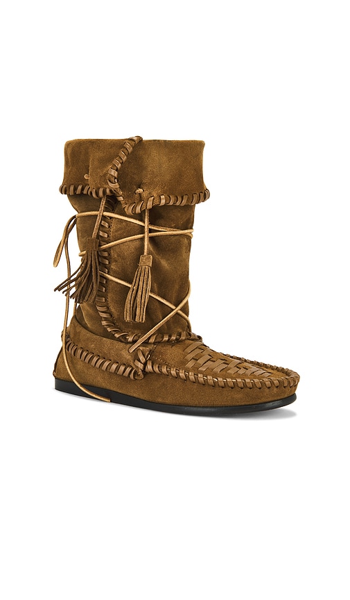 Isabel Marant Winki Tasseled Whipstitched Suede Boots In Cognac