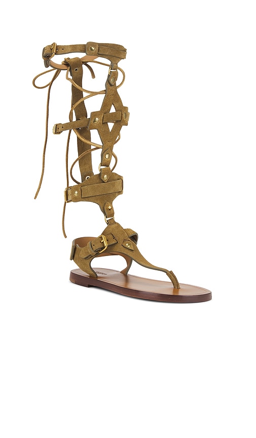 Isabel Marant Nensi Suede Gladiator Sandals In Neutral