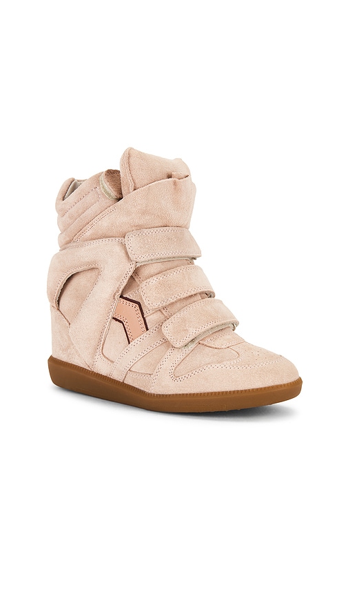 Isabel Marant Women Peach High Top Sneakers, 3.5 Luxury Sneakers For Women Darveys In Pink