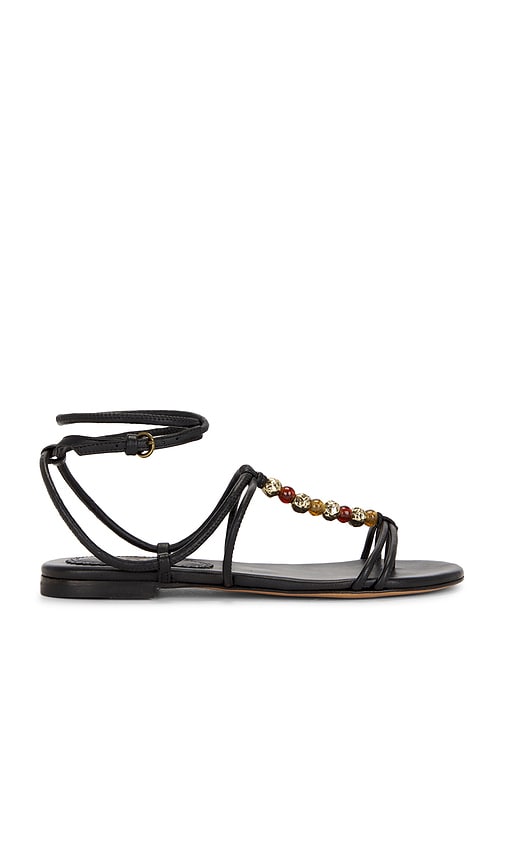 Isabel Marant Yctoria Beaded-strap Leather Sandals In Black